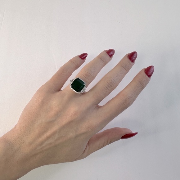 Sterling silver 18k plated gold enchanted forest emerald green ring size 6.5 - Picture 3 of 4